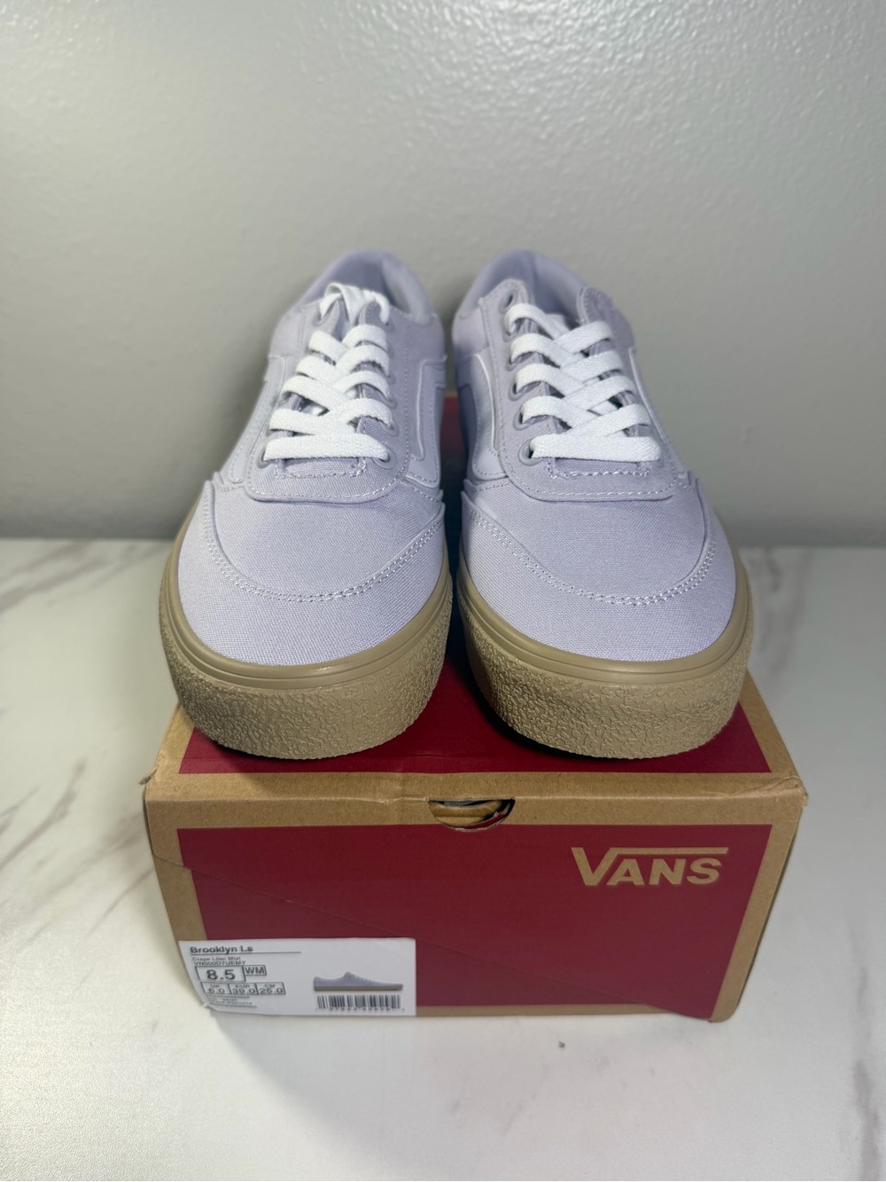 Vans Brooklyn LS Women’s 8.5 Crepe Lilac Mist Sneakers New in Box